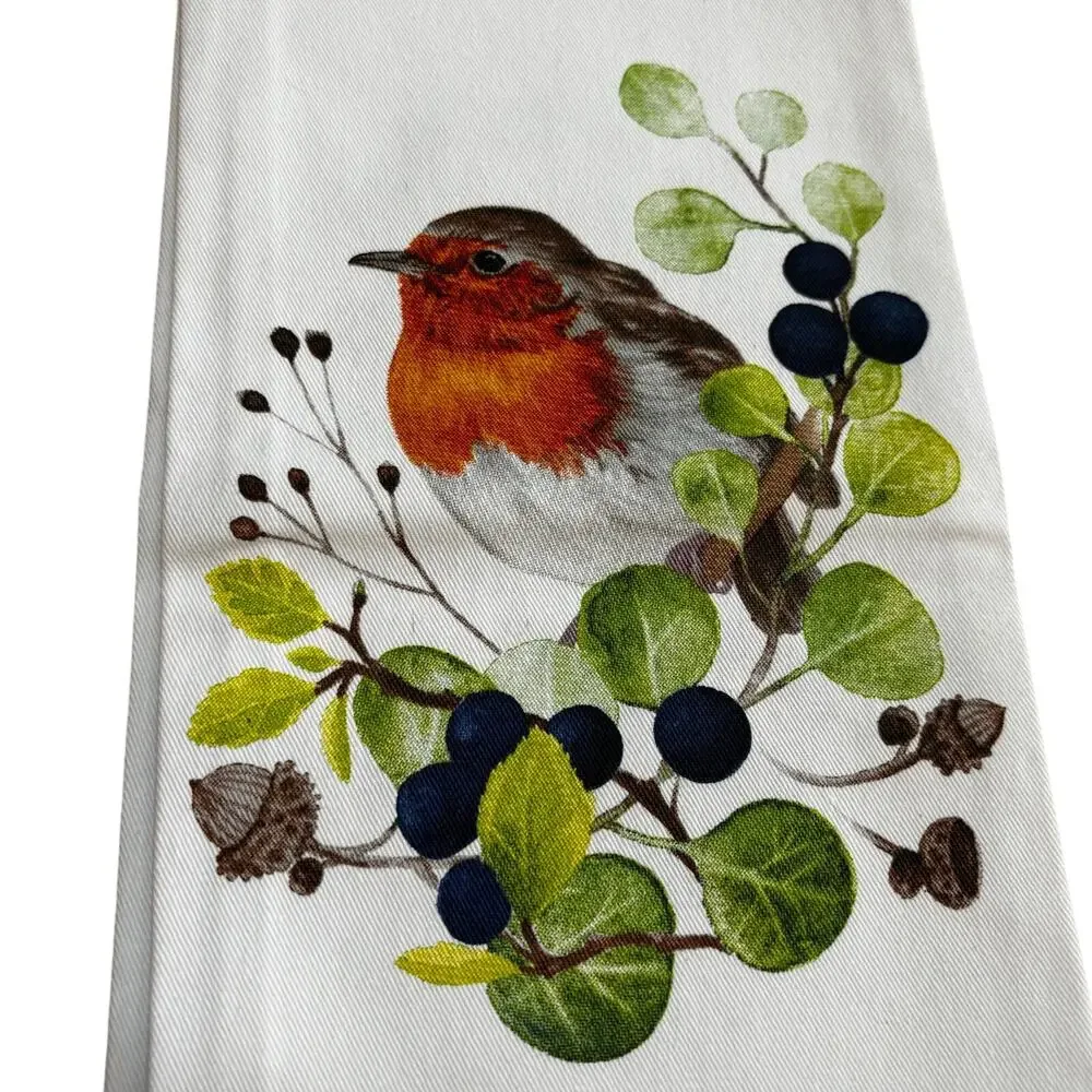 NWT Kitchen tea bar chefs towel 100% cotton colorful birds motif NEW